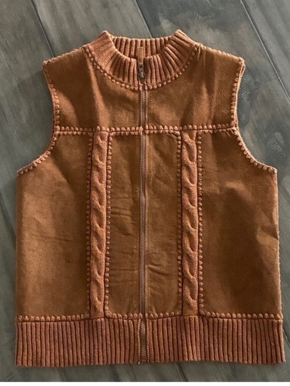 Rebecca Malone Brown Suede Sweater Vest - Size Medium
